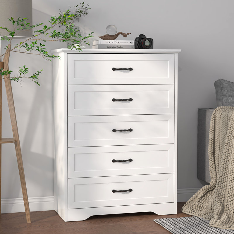 Commode à 5 tiroirs, Blanc