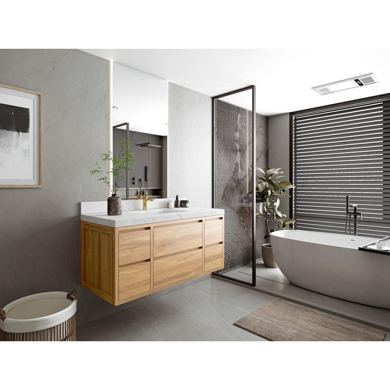 Teck flottant Madison X P 22 po De salle de bain Quartz blanc, Calacatta Laza