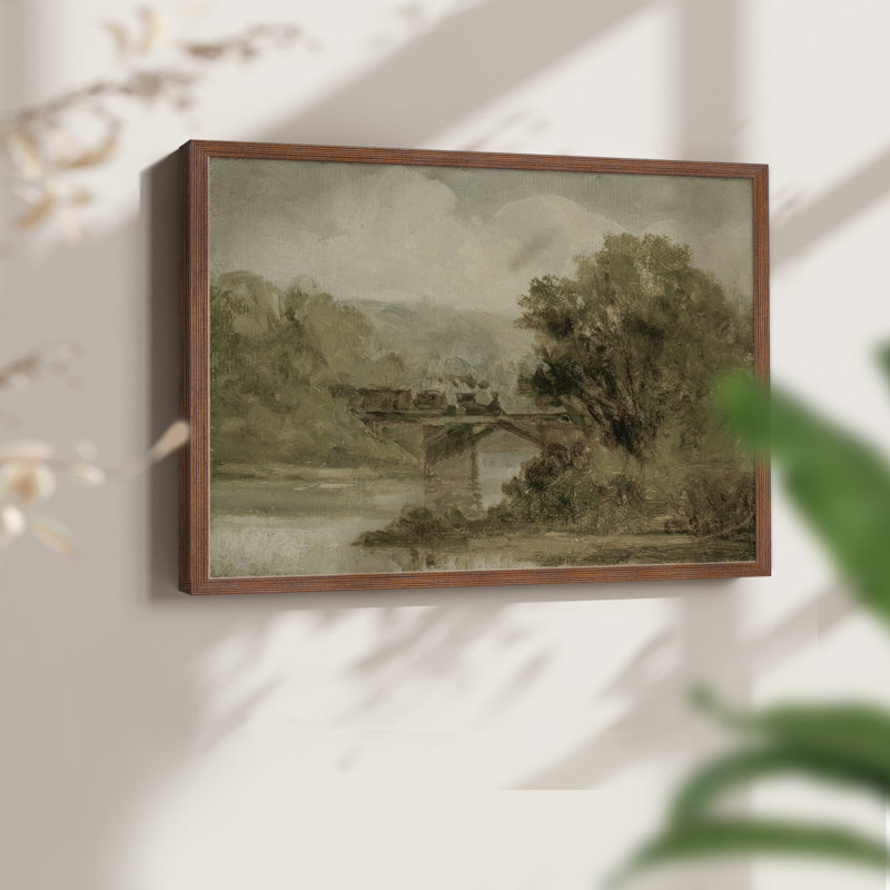 Paysages rétro-DCCXII-impression encadrée - réaménageable, Noyer, H 16 po x l 20 po
