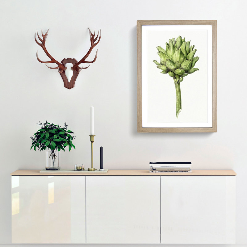 An Artichoke by Jean Bernard - Single Picture Frame Painting, 63cm H x 45cm W x 2cm D, Oak Framed