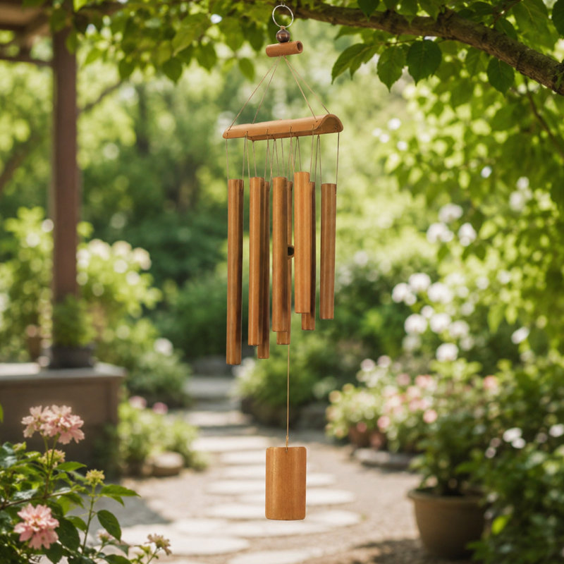 Carillon extérieur en bambou 24,8 po, 8 tubes