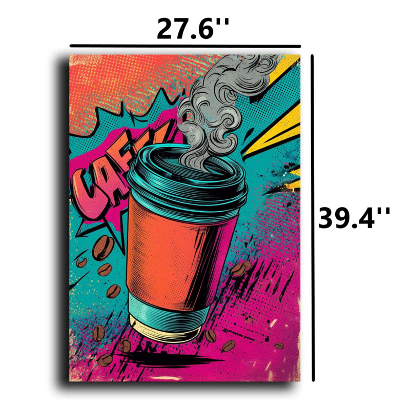 Art mural Pop Espresso Cup - 27,6 po x 39,4 po, H 39,4 po x l 27,6 po