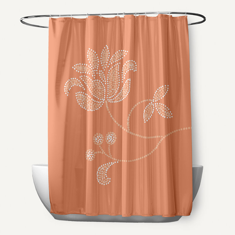 Aouab Floral Shower Curtain, Coral