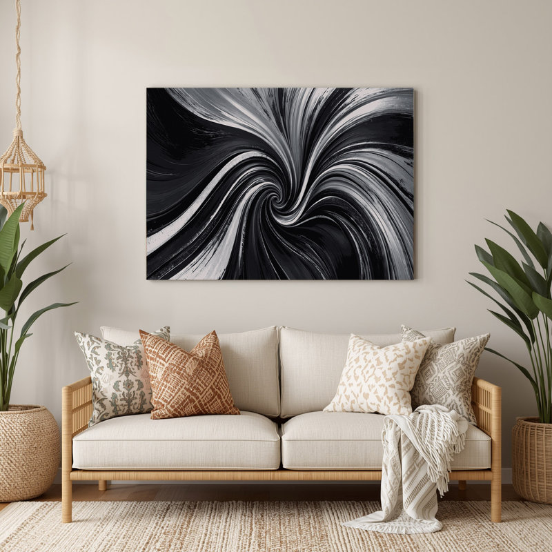 «Lyrical Abstraction 48», art mural en métal noir, H 20 po x l 30 po