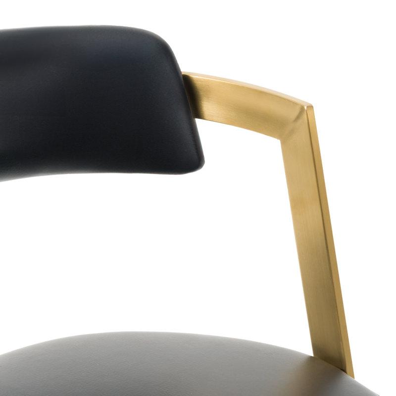 Chavez - Pleather + Gold Counter Stool, Black