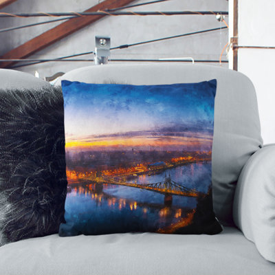 Budapest Skyline in Hungary Cushion with Filling