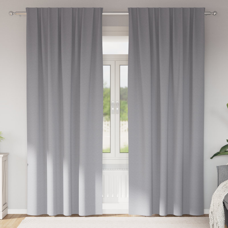 Curtains With Curtains 2 Pcs Polyester, Light Grey, 140cm Width x 245cm Drop