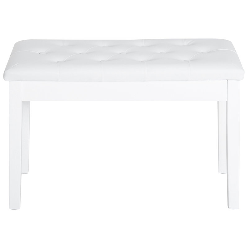Duo banc de piano en blanc, avec similicuir confortable et fabrication en bois massif pour une utilisation robuste