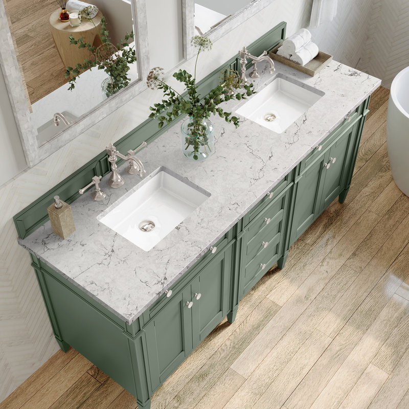 Brittany 72'' W Double Vanity, Eternal Jasmine Pearl, Smokey Celadon