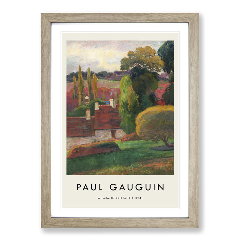 A Farm in Brittany by Paul Gauguin - Picture Frame Painting, Oak Framed, 48cm H x 36cm W x 2cm D