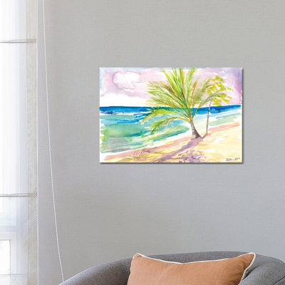 Sandy Beach In Barbados With Caribbean Vibes 1 Piece Wrapped Canvas Wall Art