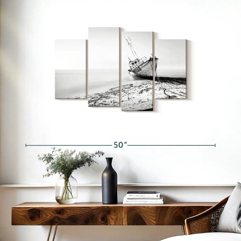 Mehar le naufrage monochrome, H 22 po x l 36 po
