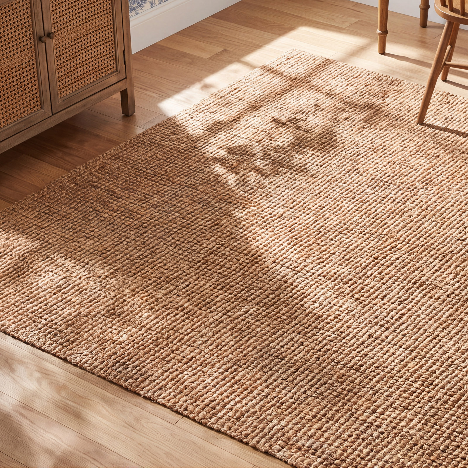 Asta Natural Hand-Loomed Jute Rug, Square 6'