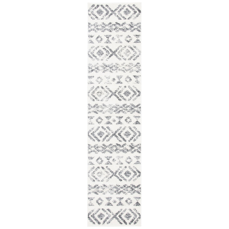 Tapis ivoire / gris Southwestern, Tapis de couloir 2 pi 2 po x 9 pi