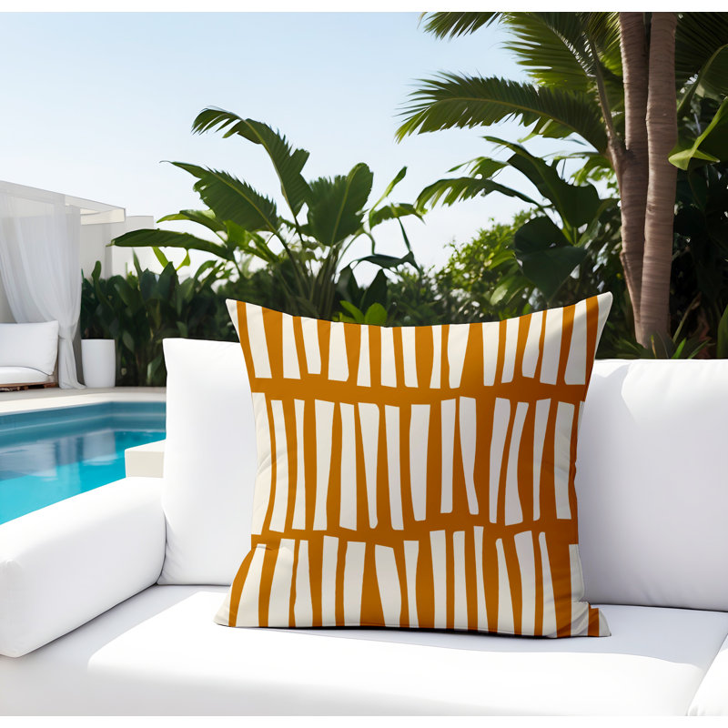 Coussin décoratif réversible Clayton, Orange, blanc cassé, H 17 po x l 17 po