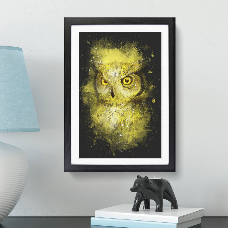 Sketch of an Owl - Picture Frame Graphic Art Print, 87cm H x 62cm W x 2cm D, Black Framed