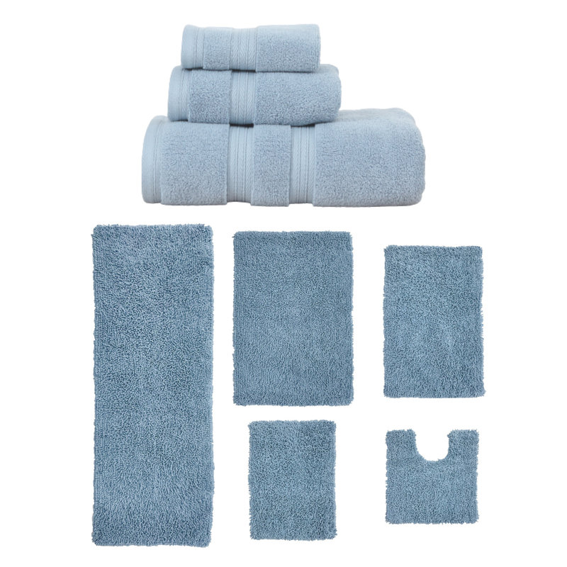 Ensemble de serviettes de bain 3 pièces et de tapis de bain 5 pièces Bruno Collection 100% coton doux (ensemble de 8)