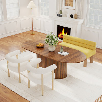 Ensemble de salle à manger moderne extensible avec chaises blanches et bancs 2/4, sièges 4-6 pour la cuisine ou la salle à manger