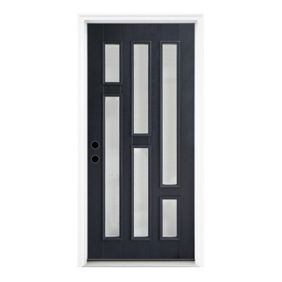 36 po x 80 po 6 portes en verre givré blanc à gauche avec seuil et charnières