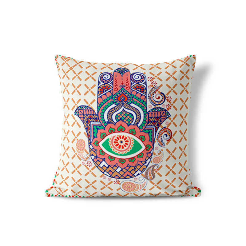 Housse et insert de coussin carré intérieur / extérieur en polyester Heavenly Hand, 16 po x 16 po, Crème