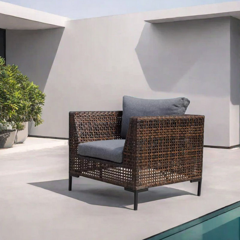 Brianie Outdoor Lounge Chair, Brown, Dark Gray