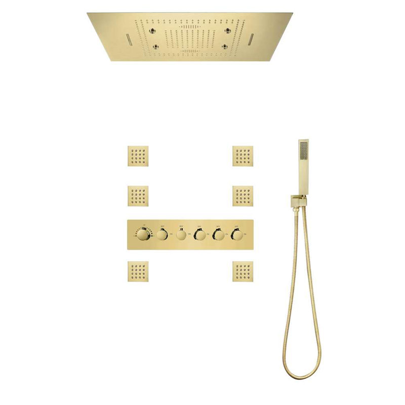 Caractéristiques de la douche musicale thermostatique à DEL avec panneau tactile, chute d'eau et jets corporels