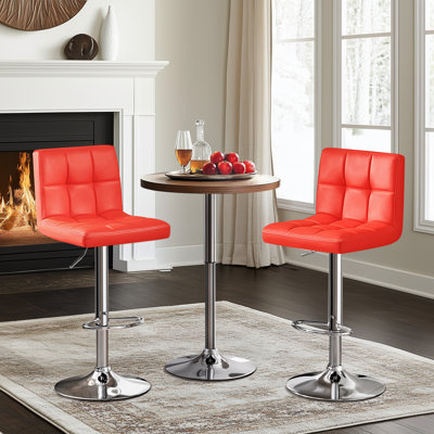 Chandresh Swivel Upholstered Faux Leather Adjustable Height Counter Stool with Steel Frame