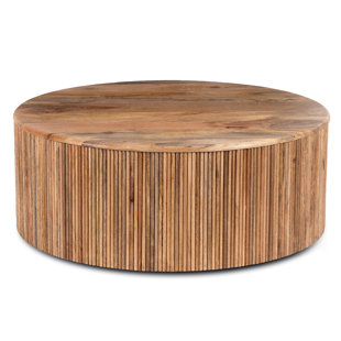  24 Inch Modern Coffee Table, Round Off White MDF Top, Tapered  Brown Mango Wood Legs : Home & Kitchen