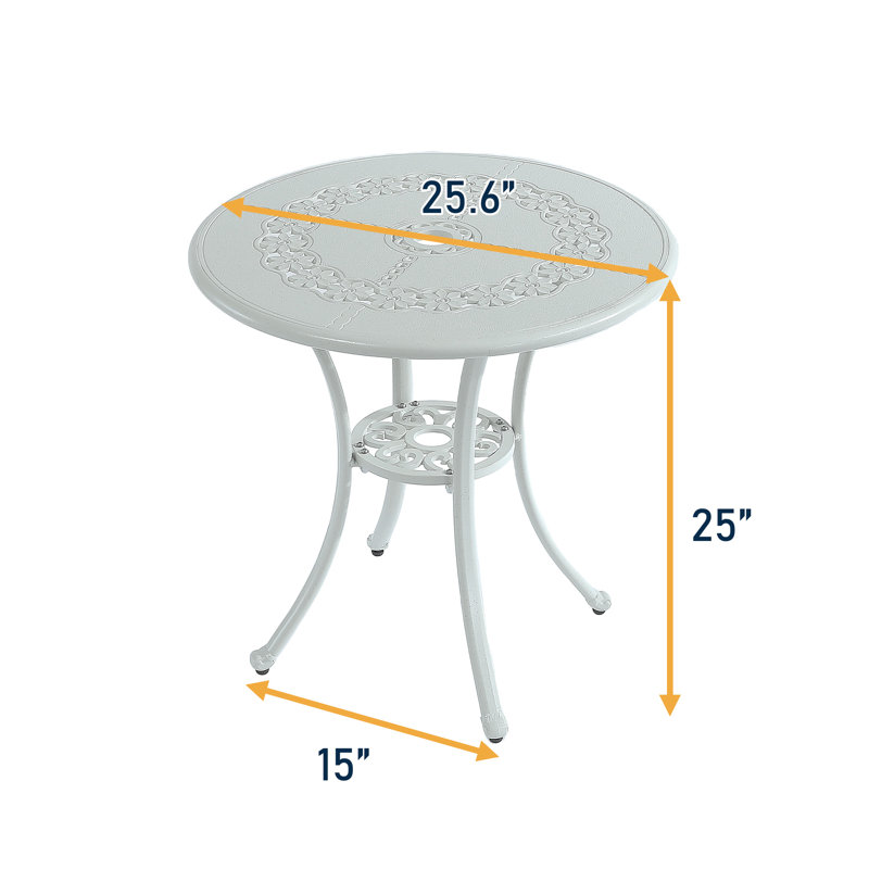 Berj 2 - Person Patio Dining Set with Round Table, White