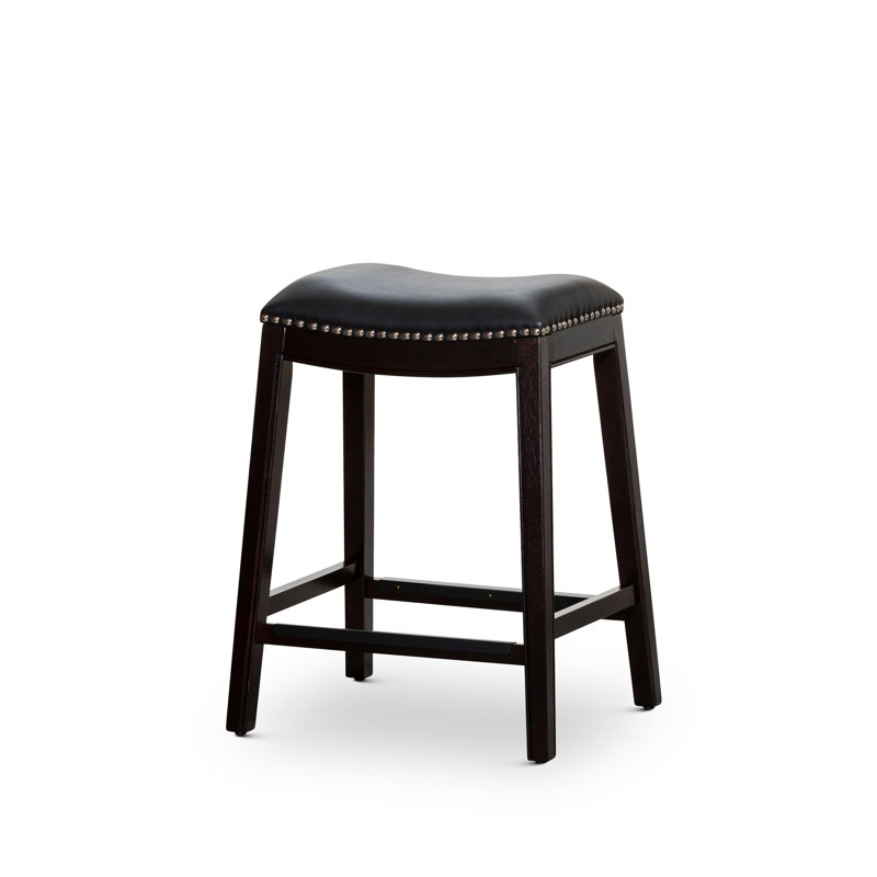Tabouret de comptoir, siège en cuir, Espresso, Noir