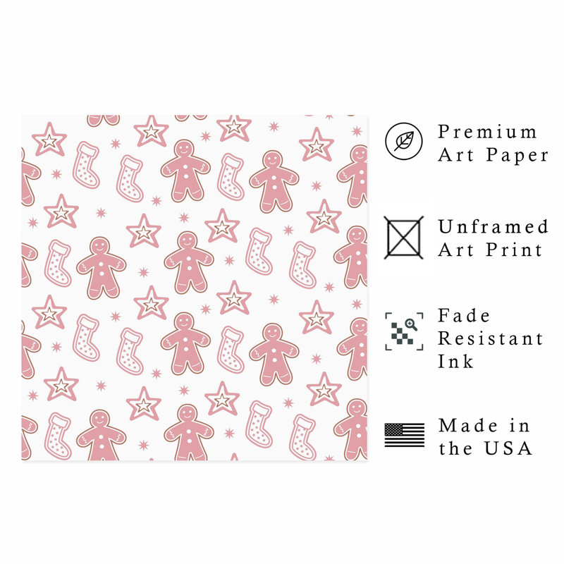 «Holiday Christmas Ginger Bread Man», reproduction d'art moderne sans cadre III, H 12 po x l 12 po
