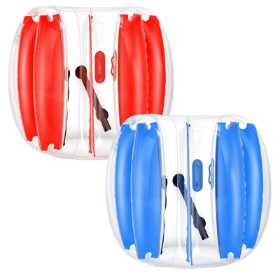 2-Pack Inflatable Bumper Balls 4FT Human Bubble for Teens Blue+Red, for Backyard, Camping, Picnic, Park, Lawn, and Outdoor Team Gameplay, Thickened PVC Material, Sumo Hamster Ball with Handle