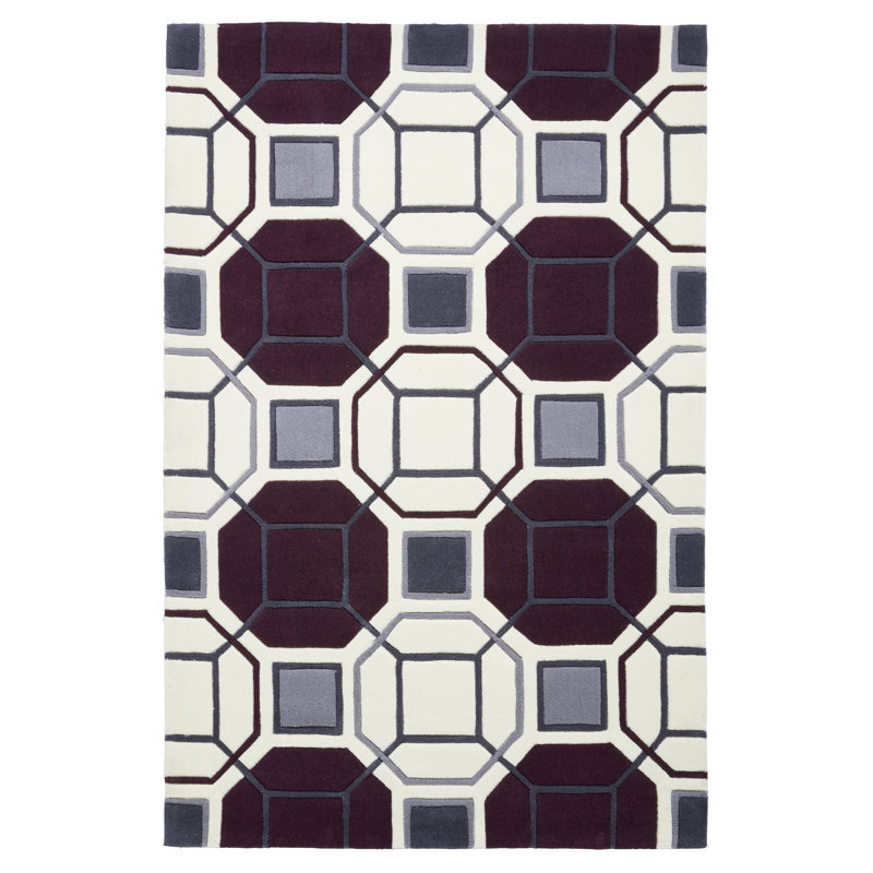 Evianna area rug Hand Tufted Rectangle Ivory/Purple, Rectangle 120 x 170cm