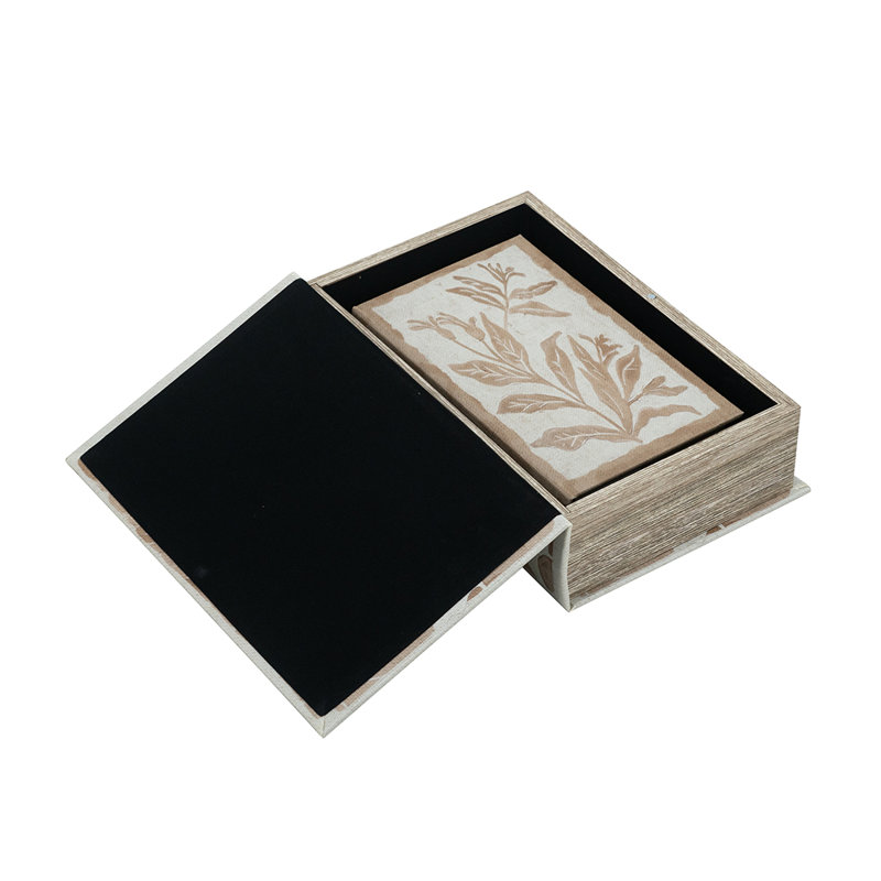 S/2 Decorative Book Boxes With Multi-Colored Botanical Motifs L:7X3X10.5" S:5X2X8.3"