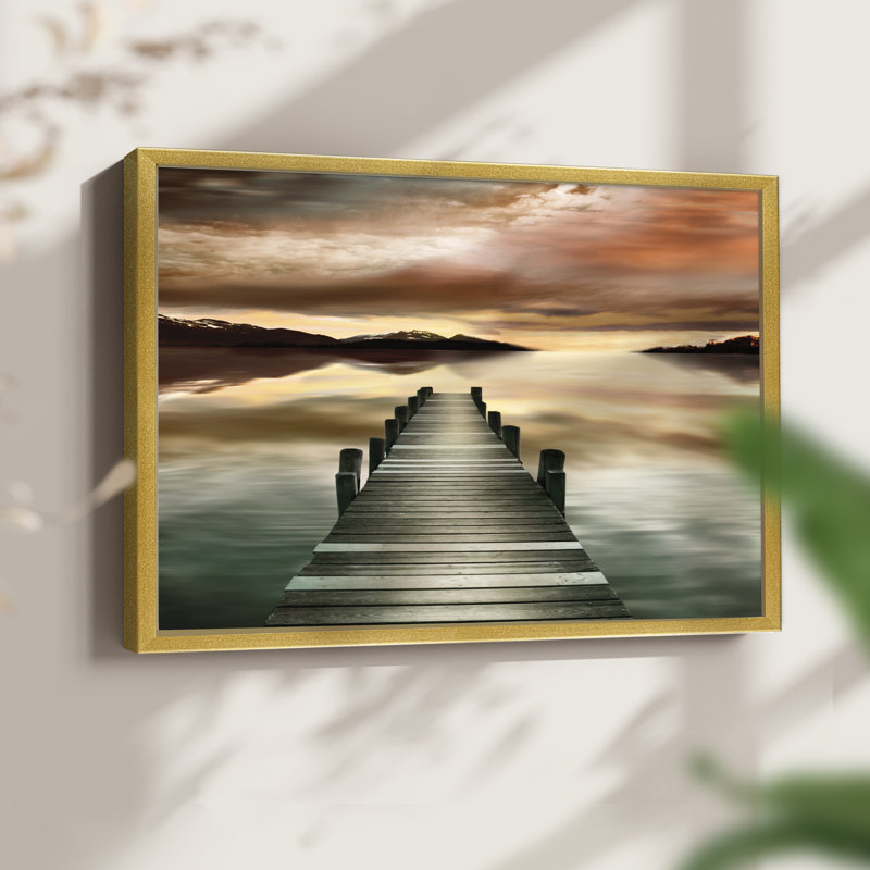 Sunset Jetty -Framed Print - Restickable, 16" H x 20" W