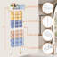 Porte-serviettes mural avec 3 barres et 4 crochets - Porte-serviettes de salle de bain robuste pour serviettes roulées, tablette de rangement compacte et cloison en métal pour salle de bain organisée