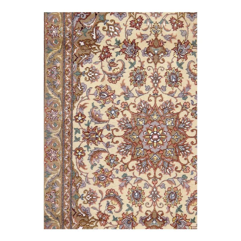 Kutay Silk Oriental Area Rug in Ivory