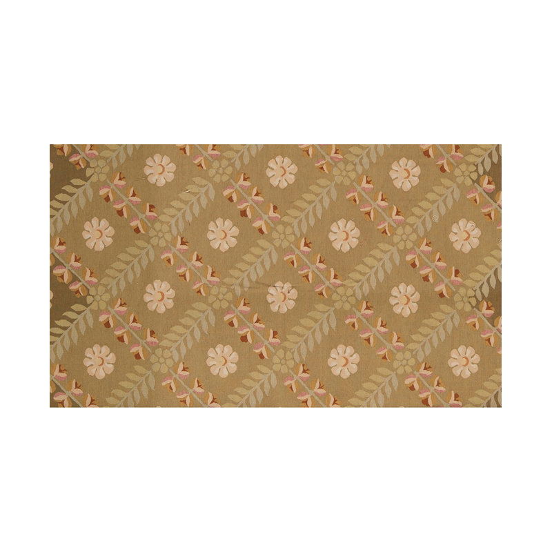 Hand-Knotted High-Quality Green and Tan Area Rug
