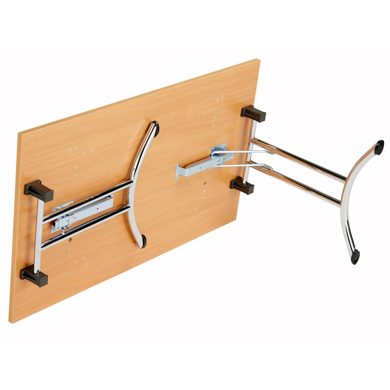 Buariki Rectangle Modular Training Table, 72.5cm H x 140cm W x 80cm D, Chrome, Beech
