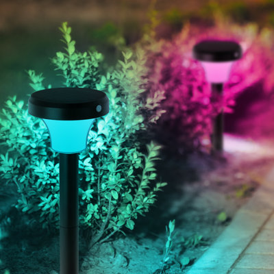 IntelliPath - Panneau solaire intelligent à DEL avec capteur de mouvement infrarouge et capteur de lumière du jour à DEL 160 lumens 8 heures en pleine charge RVB changeant de couleur et réglable en blanc et noir