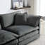 Modulaire en forme de U avec chenille grise, structure en bois, assise en éponge, fonction de méridienne réversible pour différents agencements Grand canapé modulaire en U dans la base, coussins confortables, fonctionnalité