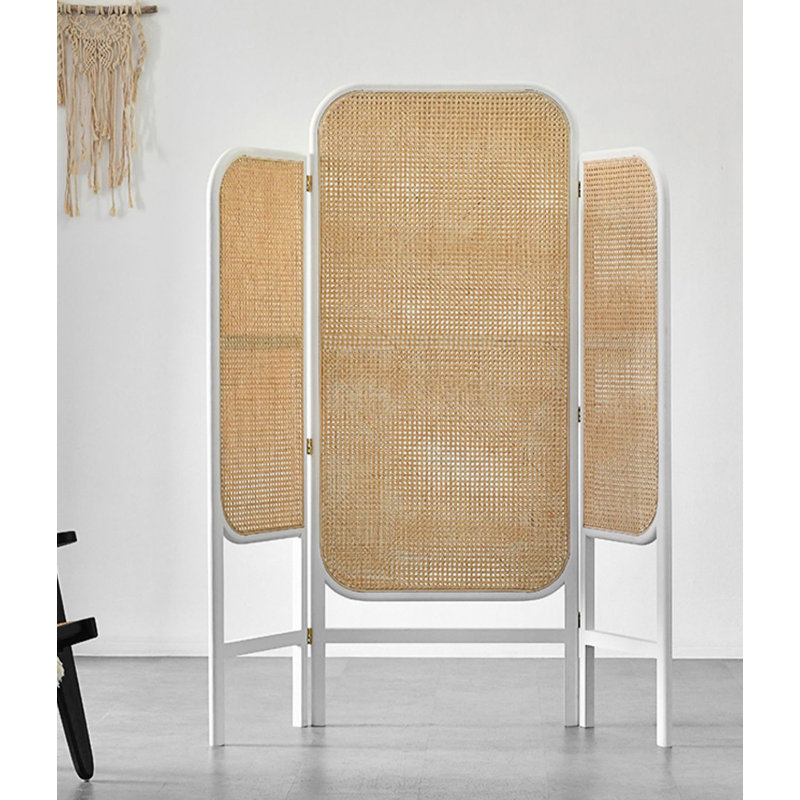 Paravent en bois de frêne blanc de style médiéval, Brun / blanc