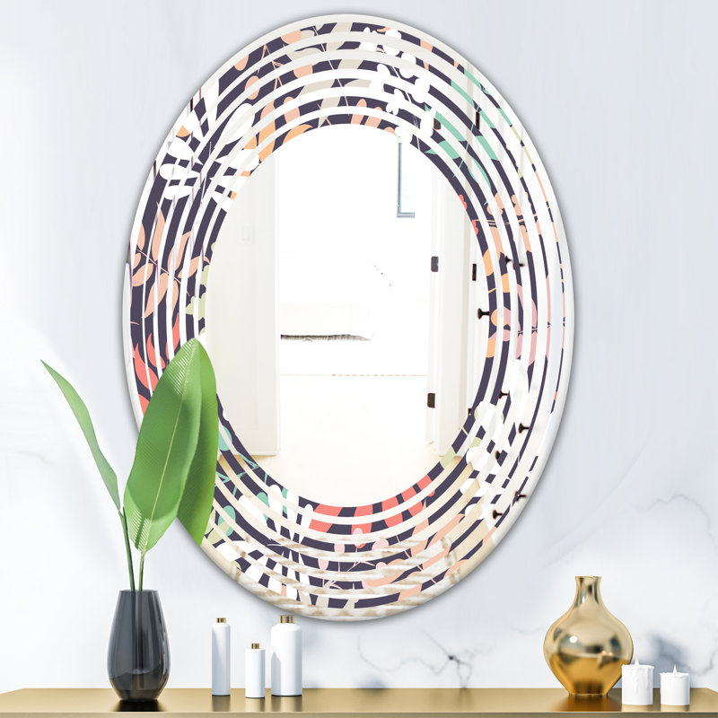 Miroir mural sans cadre de style ii maison american botanique, H 31,5 po x l 23,7 po
