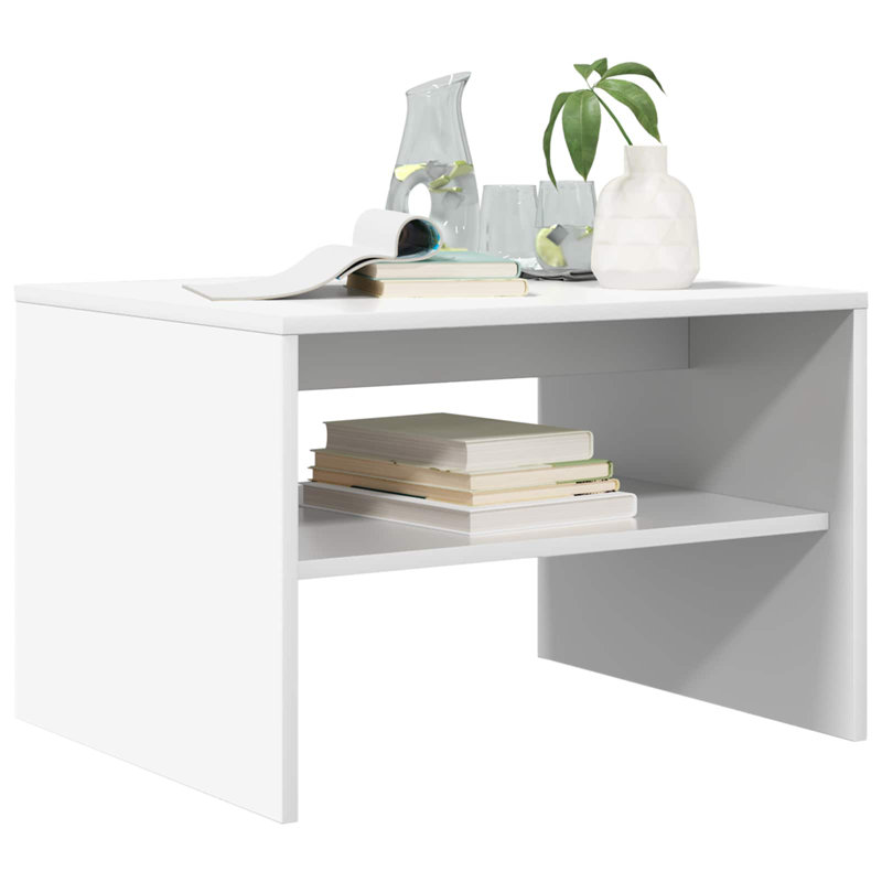 Coffee Table with Storage, 40cm. H x 60cm. L x 50cm. W, White