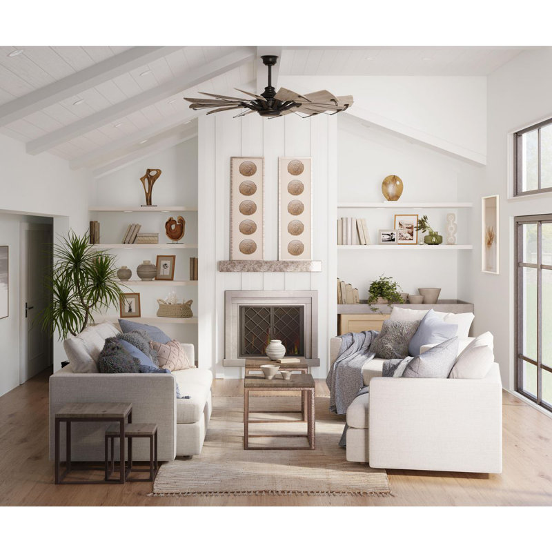 60-Inch Matte Black Windmill Ceiling Fan with Remote