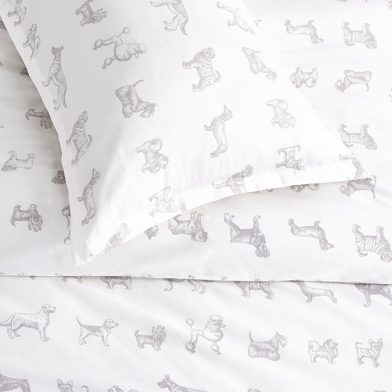 Ensemble de housse de couette en satin de coton 100% Auggie, Housse de couette pour grand lit + 2 taies décora