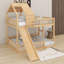 Lit superposé avec glissade et échelle intégrée, structure de lit superposé avec plancher en bois et support de lattes-1746450475