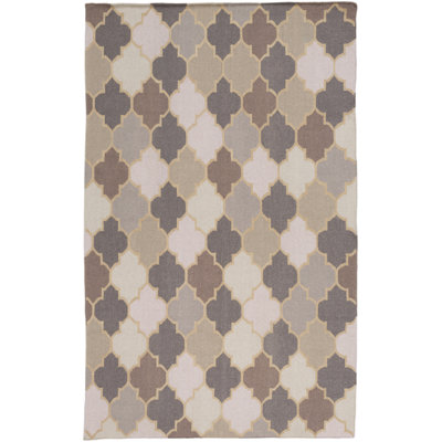 Tapis gris anthracite / crème en laine tissé à la main Crispin