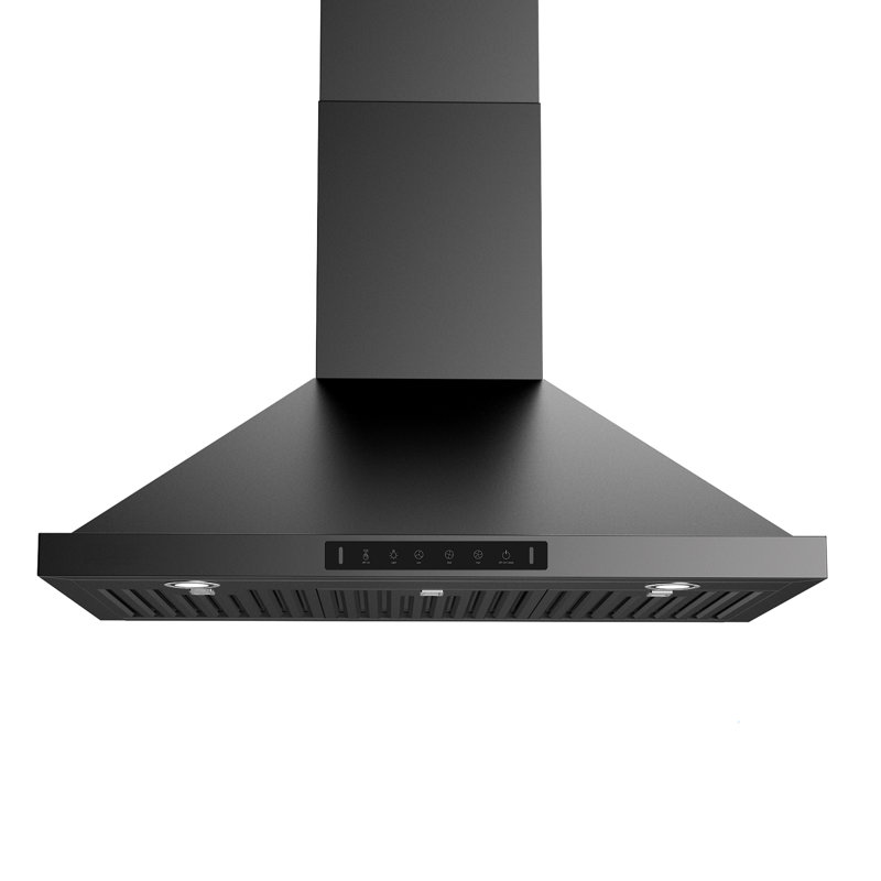 30'' 600 CFM  Ducted Wall Mount Range Hood With Intelligent Gesture Sensing and LED Lights, Matte Black