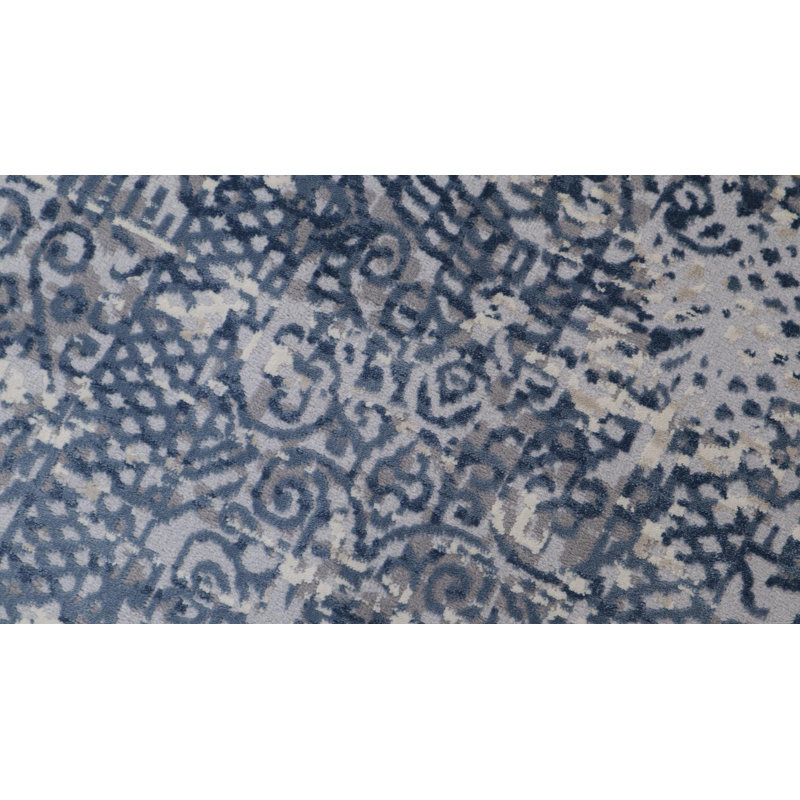 Fernon Abstract Blue/Gray Area Rug, Rectangle 7'8" x 10'2"